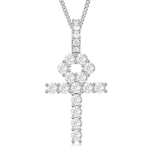 Iced Out Ankh Pendant, Diamonds,Moissanite,Pendant, Moissanite Jewelry