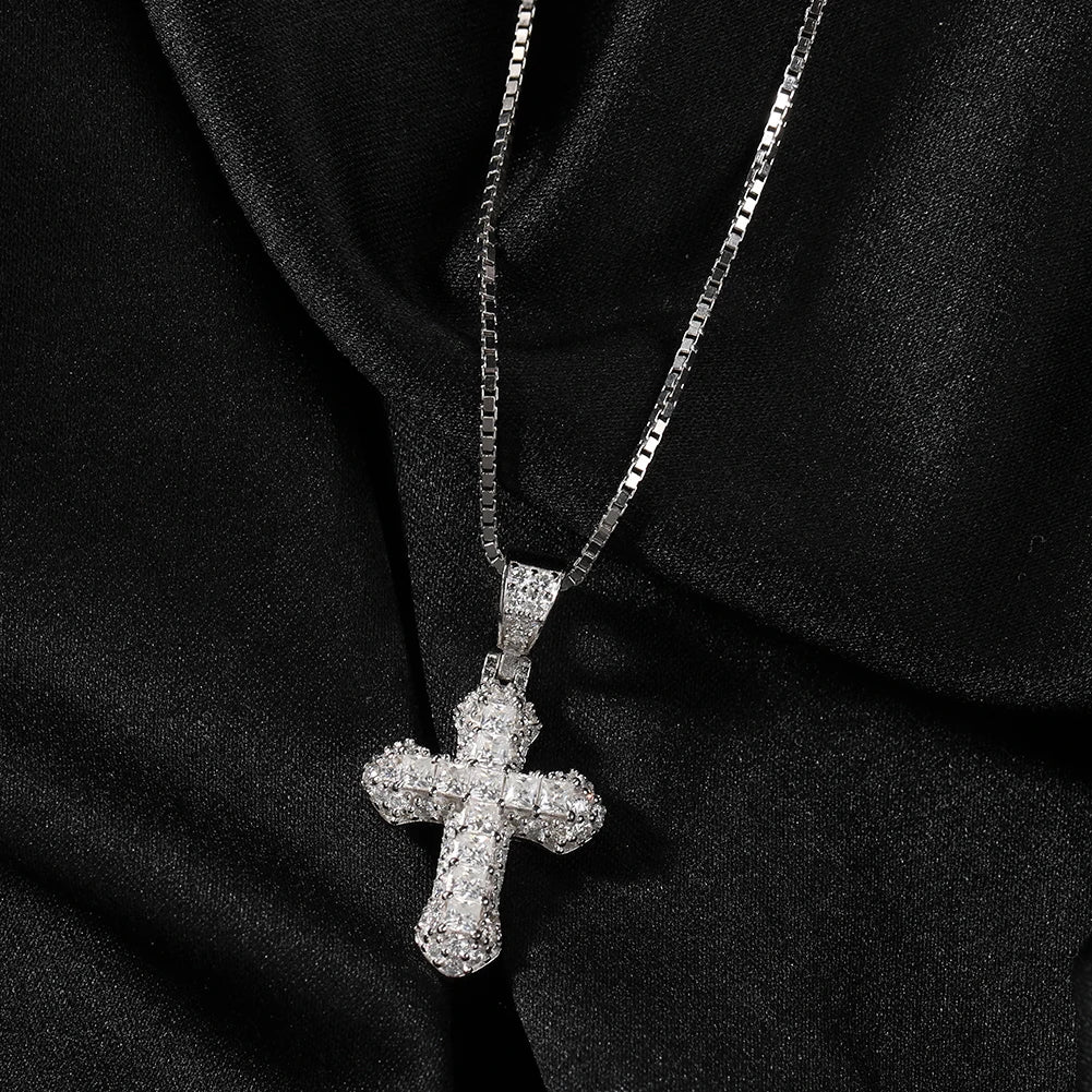 Iced Out Baguette Cross - CZ, Cubic zirconia, Moissanite Jewelry