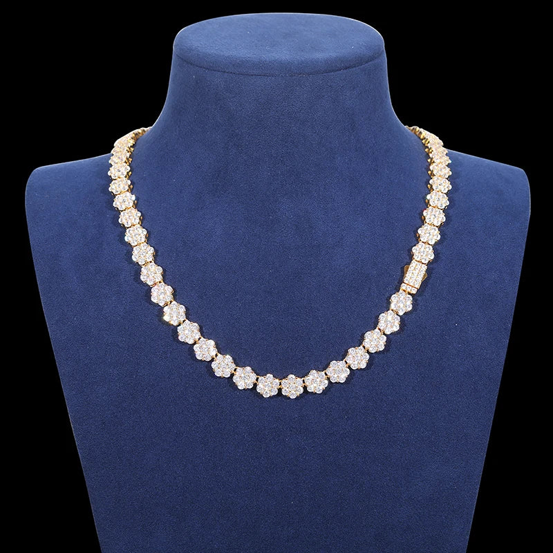 Hexagonal Iced out Chain 10mm - VVS1 Moissanite x 925 Sterling Silver with 18K PVD Gold or Silver Plating, chain,Diamonds,Moissanite, Moissanite Jewelry