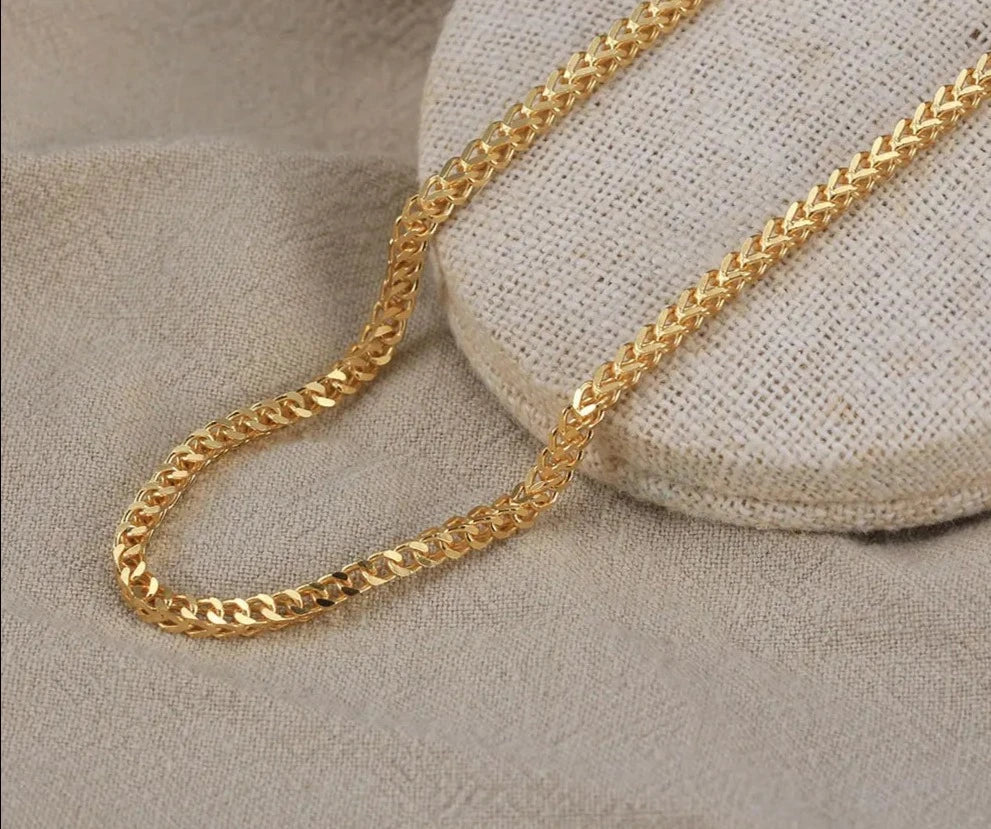 18K Gold plated 2.5mm Franco Chain, chain,gold,Plated, Moissanite Jewelry