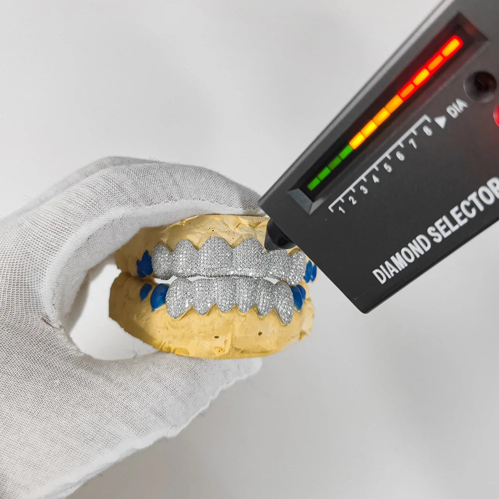 Iced Out Custom Grills made with VVS1 Moissanite and 925 Sterling Silver
