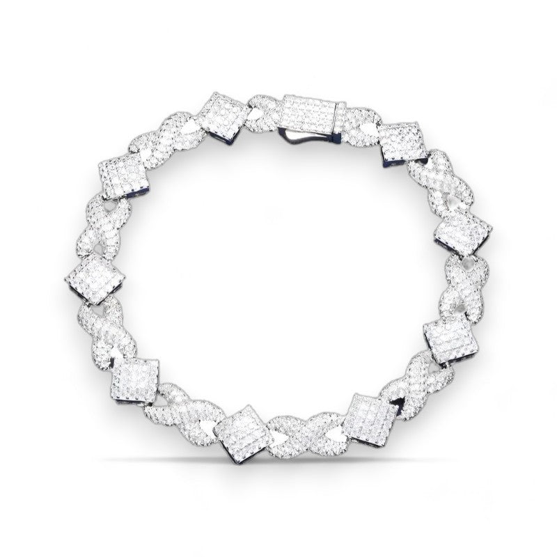 Iced Out Infinity Cuban Chain 11mm - VVS1 Moissanite x 925 Sterling Silver, Diamonds,Moissanite, Moissanite Jewelry