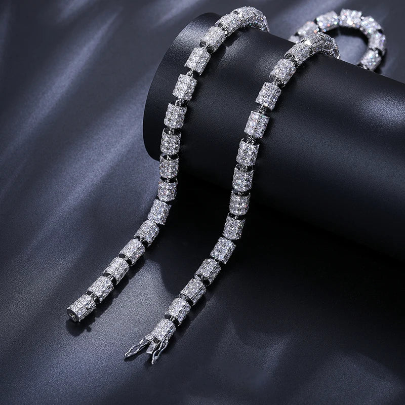 Iced Out Cylindrical Chain 7mm - VVS1 Moissanite x 925 Sterling Silver, chain,Diamonds,Moissanite, Moissanite Jewelry
