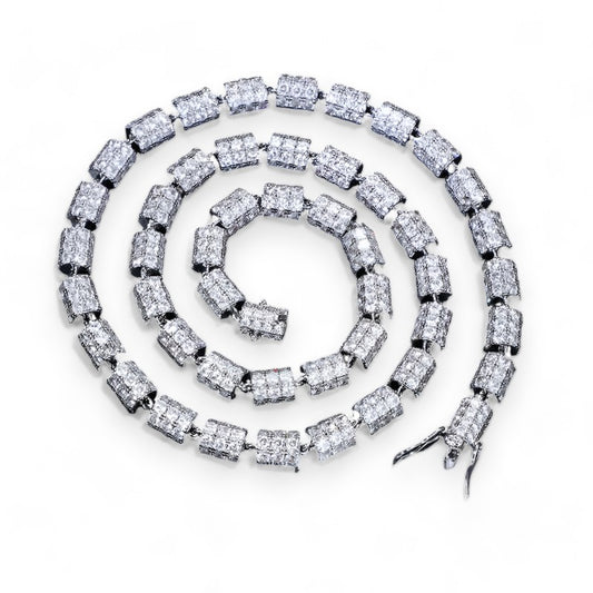 Iced Out Cylindrical Chain 7mm - VVS1 Moissanite x 925 Sterling Silver, chain,Diamonds,Moissanite, Moissanite Jewelry