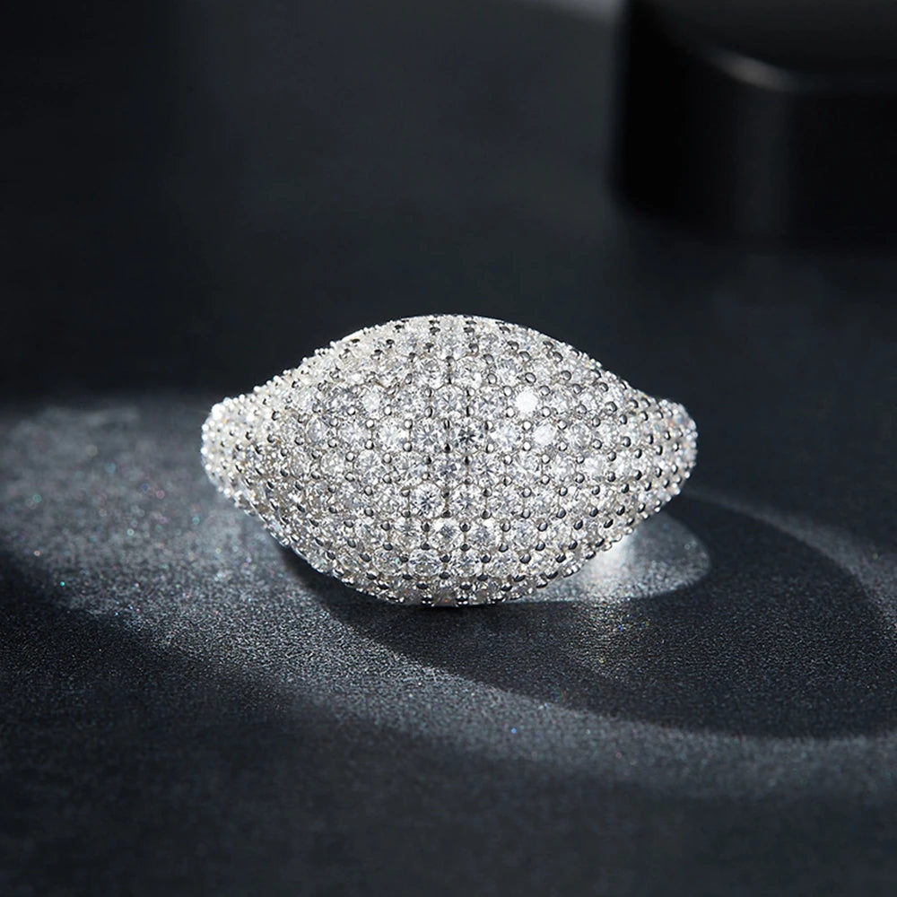 Iced Out Round Signet Ring - VVS1 Moissanite x 925 Sterling Silver, Diamonds,Moissanite,ring, Moissanite Jewelry