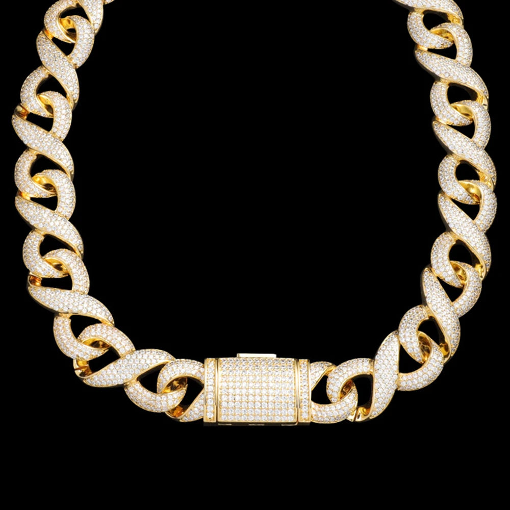 Iced Out Infinity Link - CZ, chain, Moissanite Jewelry