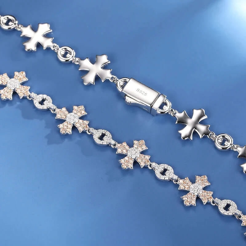 Iced Out Gothic Cross Chain 12mm - VVS1 Moissanite x 925 Sterling Silver, chain,Diamonds,Moissanite, Moissanite Jewelry