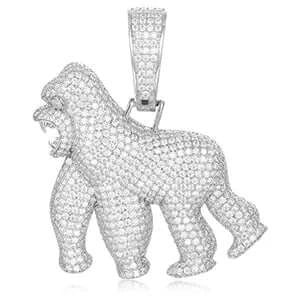 Iced out Gorilla Pendant - VVS1 Moissanite x 925 Sterling Silver, Diamonds,Moissanite,Pendant, Moissanite Jewelry