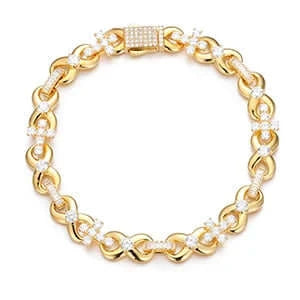 Iced Out Cross Infinity Chain 8mm - VVS1 Moissanite x 925 Sterling Silver (24K Gold Plating), chain,Diamonds,Moissanite, Moissanite Jewelry