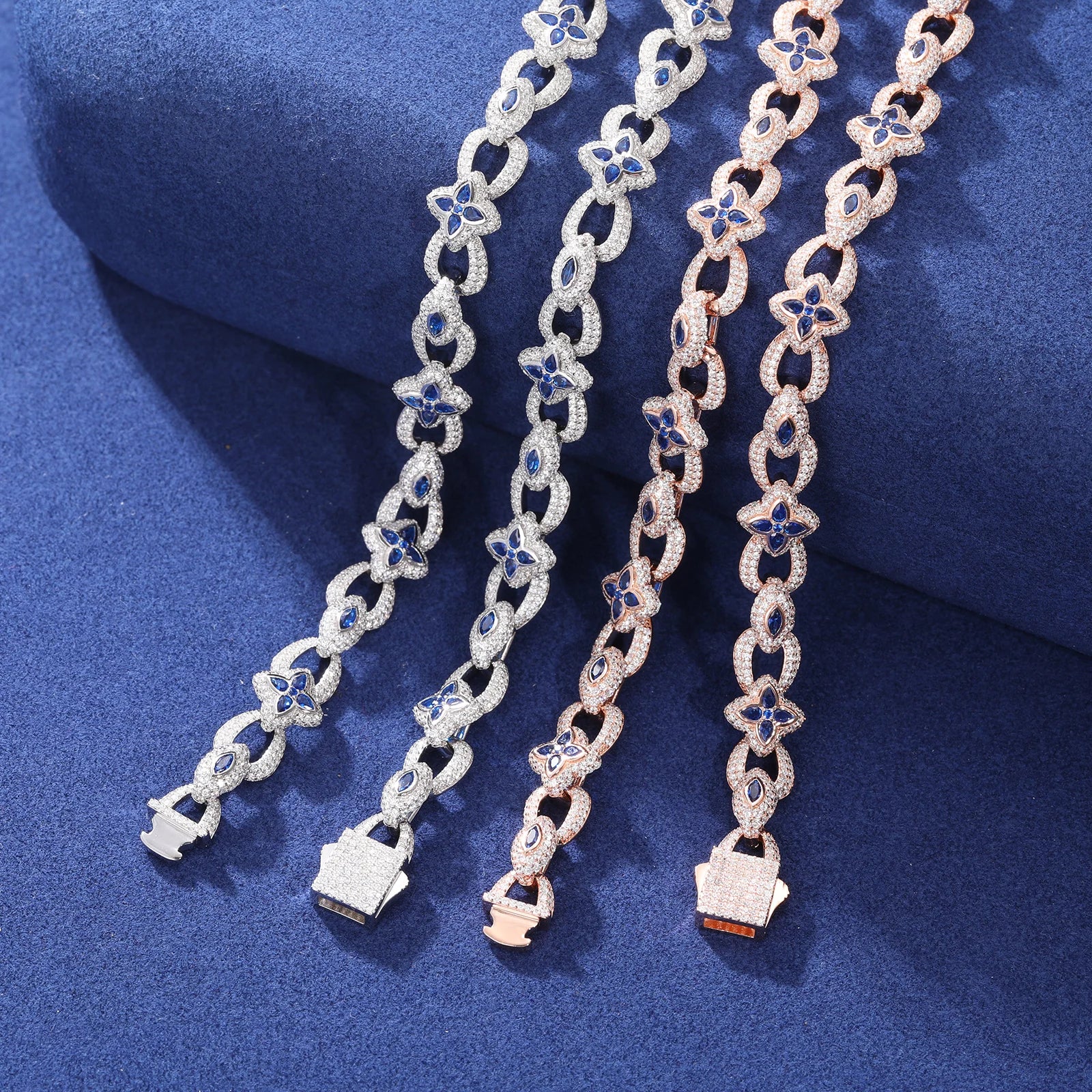 Iced Out Flower Eye Chain 10mm - VVS1 Moissanite x 925 Sterling Silver, chain,Cubic zirconia,Diamonds,Moissanite, Moissanite Jewelry