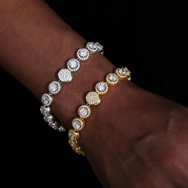 Iced Out Jeweled Tennis Bracelet - VVS1 Moissanite x 925 Sterling Silver (18K Gold Plating), bracelet,Diamonds,Moissanite, Moissanite Jewelry