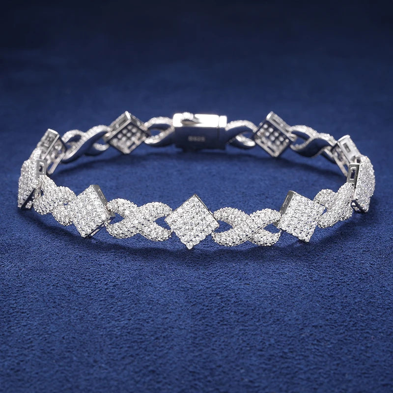 Iced Out Infinity Cuban Chain 11mm - VVS1 Moissanite x 925 Sterling Silver, Diamonds,Moissanite, Moissanite Jewelry