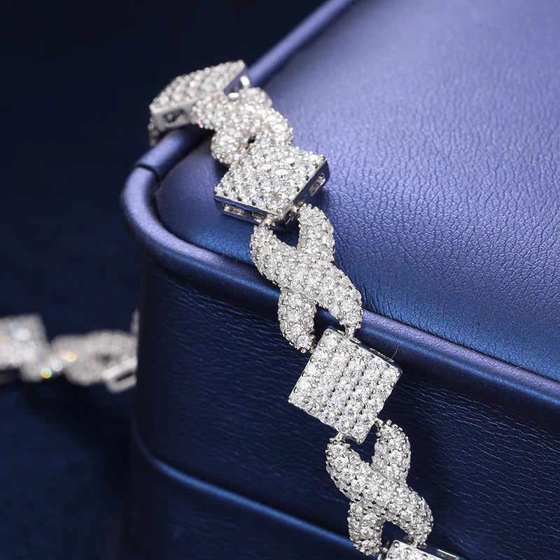 Iced Out Infinity Cuban Chain 11mm - VVS1 Moissanite x 925 Sterling Silver, Diamonds,Moissanite, Moissanite Jewelry
