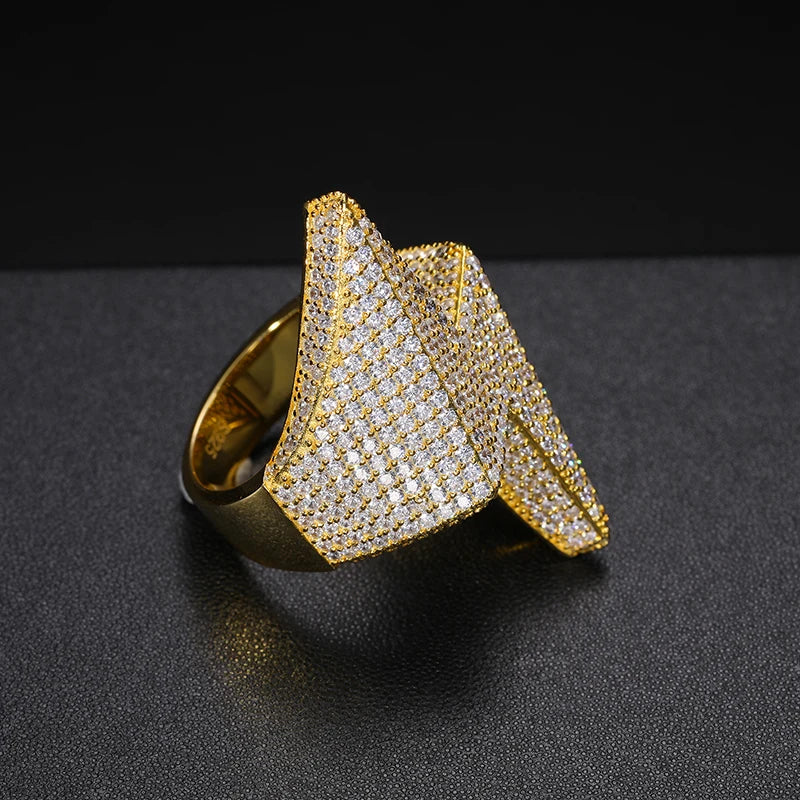 Iced Out Shocker Ring - VVS1 Moissanite x 925 Sterling Silver (18K Gold Plating), Diamonds,Moissanite,ring, Moissanite Jewelry