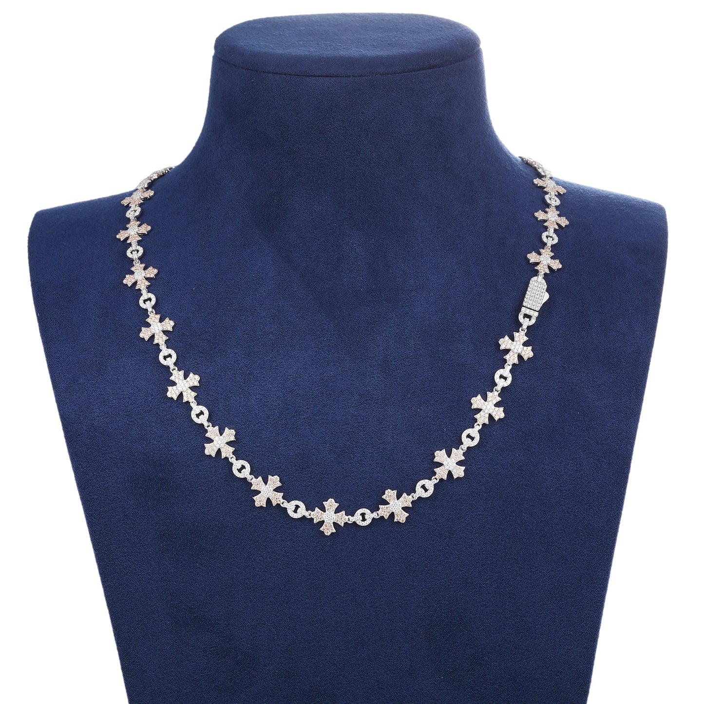 Iced Out Gothic Cross Chain 12mm - VVS1 Moissanite x 925 Sterling Silver, chain,Diamonds,Moissanite, Moissanite Jewelry