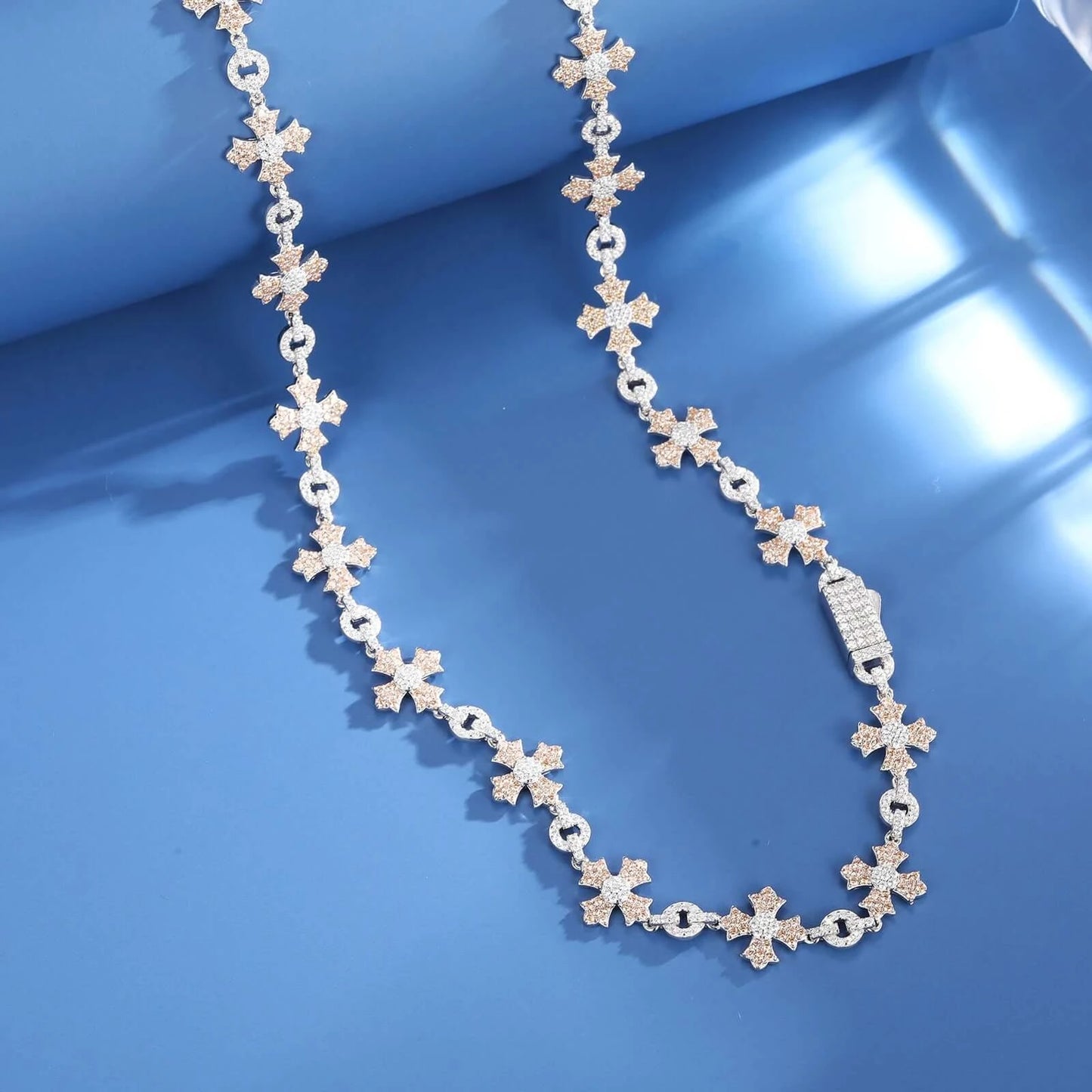 Iced Out Gothic Cross Chain 12mm - VVS1 Moissanite x 925 Sterling Silver, chain,Diamonds,Moissanite, Moissanite Jewelry