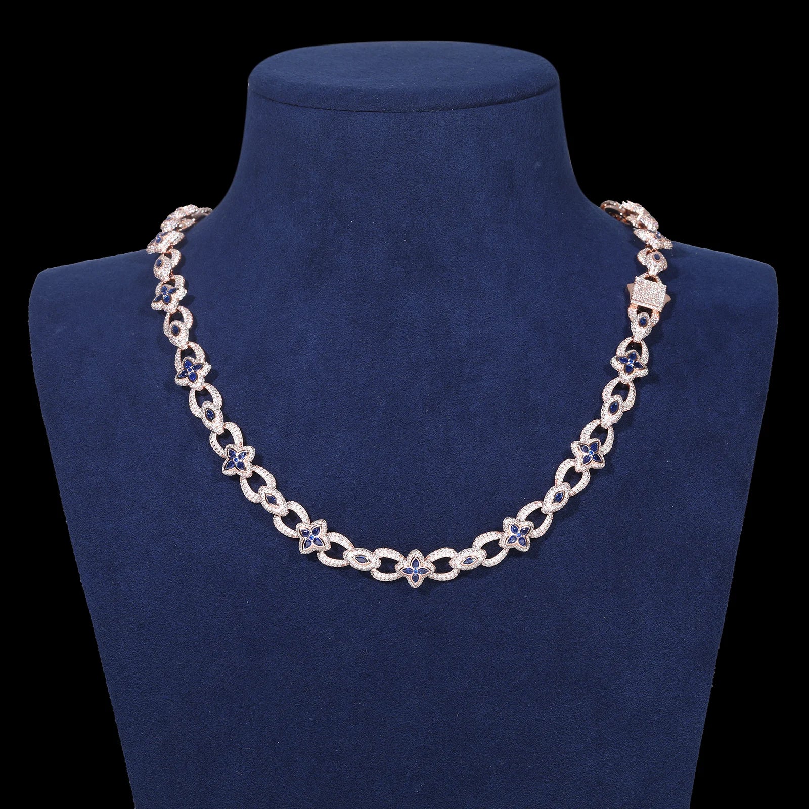Iced Out Flower Eye Chain 10mm - VVS1 Moissanite x 925 Sterling Silver, chain,Cubic zirconia,Diamonds,Moissanite, Moissanite Jewelry