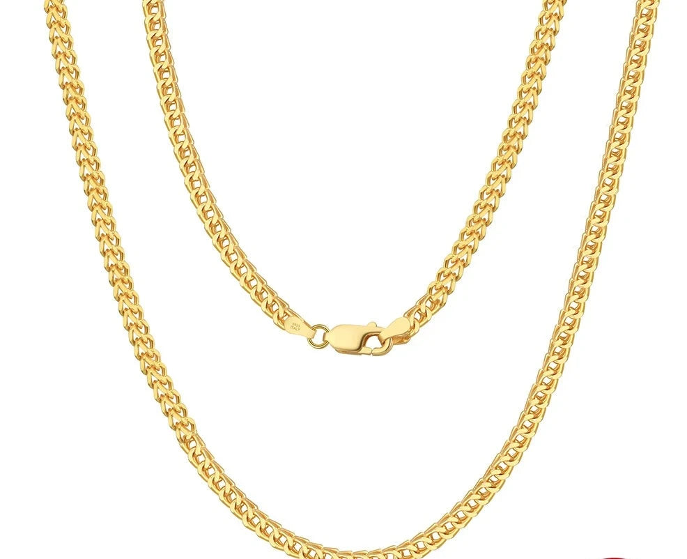 18K Gold plated 2.5mm Franco Chain, chain,gold,Plated, Moissanite Jewelry