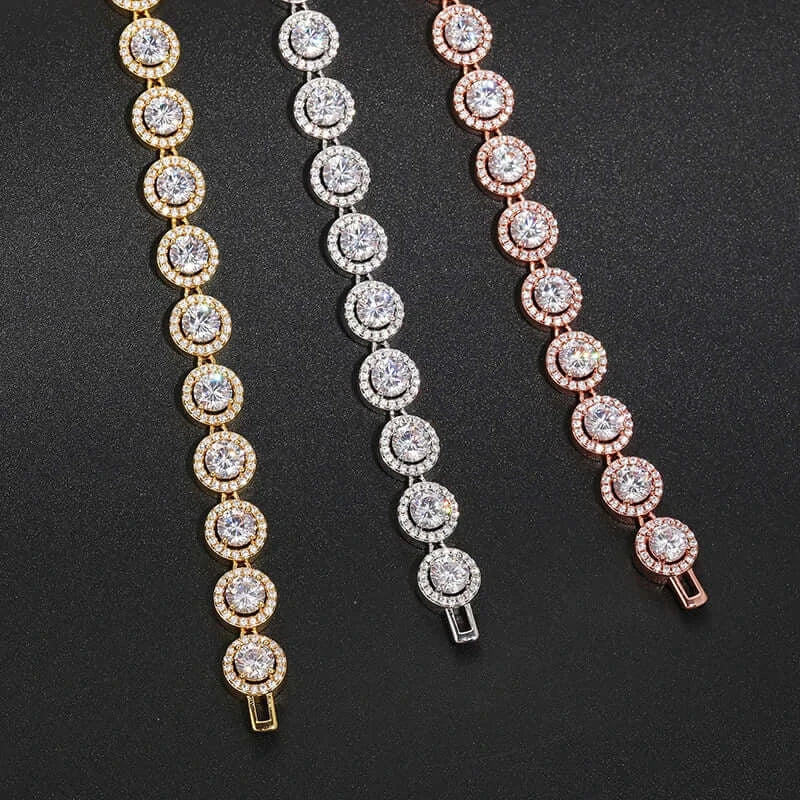 Iced Out Jeweled Tennis Bracelet - VVS1 Moissanite x 925 Sterling Silver (18K Gold Plating), bracelet,Diamonds,Moissanite, Moissanite Jewelry