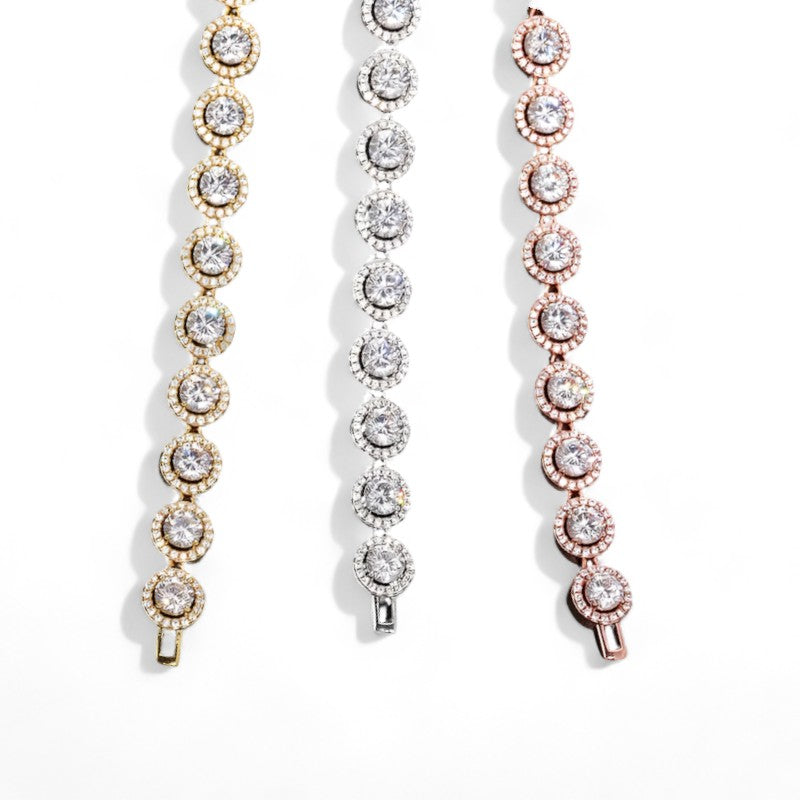 Iced Out Jeweled Tennis Bracelet - VVS1 Moissanite x 925 Sterling Silver (18K Gold Plating), bracelet,Diamonds,Moissanite, Moissanite Jewelry