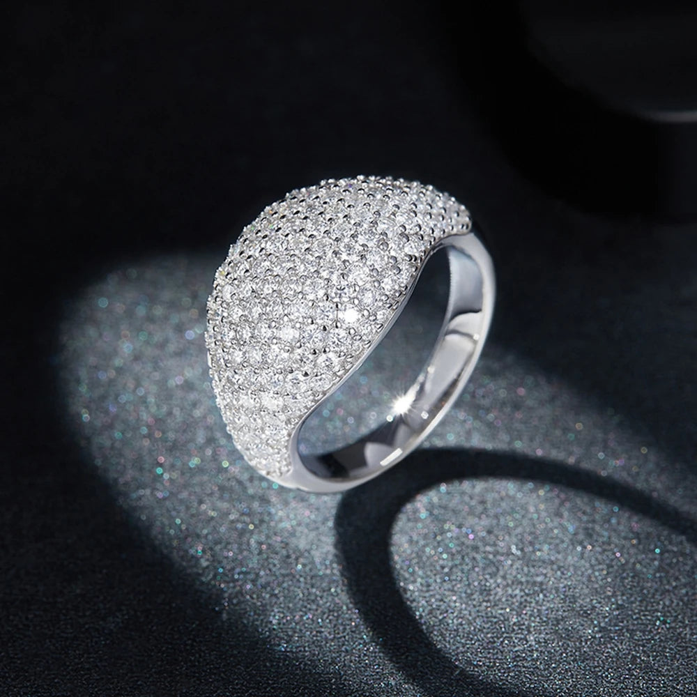 Iced Out Round Signet Ring - VVS1 Moissanite x 925 Sterling Silver, Diamonds,Moissanite,ring, Moissanite Jewelry