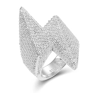 Iced Out Shocker Ring - VVS1 Moissanite x 925 Sterling Silver (18K Gold Plating), Diamonds,Moissanite,ring, Moissanite Jewelry