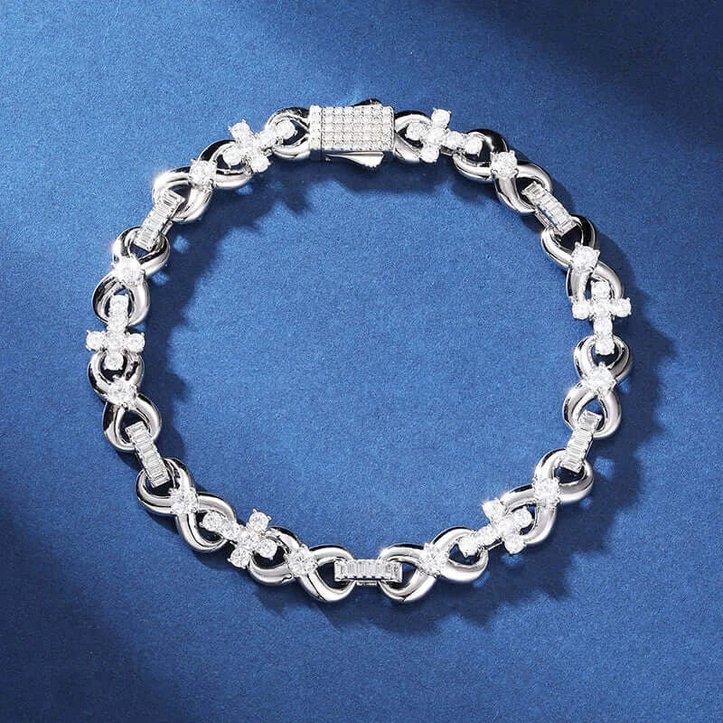 Iced Out Cross Infinity Chain 8mm - VVS1 Moissanite x 925 Sterling Silver (24K Gold Plating), chain,Diamonds,Moissanite, Moissanite Jewelry