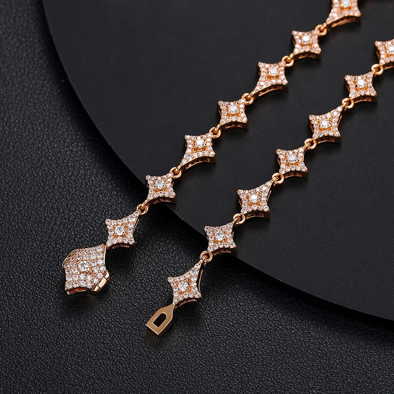 Iced Out Star Chain - VVS1 Moissanite x 925 Sterling Silver with PVD Gold Plating, chain,Diamonds,Moissanite, Moissanite Jewelry