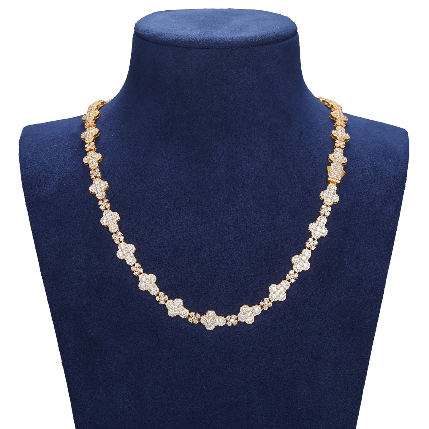 Iced Out Baguette Cross Chain 10mm - VVS1 Moissanite x 925 Sterling Silver (18K Gold Plating),Material: 925 Sterling Silver Stone: VVS1 Moissanite Plating: 18K Gold Plating or Silver Elevate your style with our Iced Out Baguette Cross Chain, crafted from