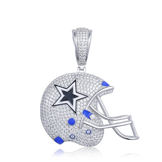 Iced Out Cowboys Pendant - VVS1 Moissanite x 925 Sterling Silver, Diamonds,Moissanite,Pendant, Moissanite Jewelry