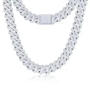 Iced Out Silver Cuban Link Chain (27mm) - VVS1 Moissanite x Solid Silver, chain,Diamonds,Moissanite, Moissanite Jewelry