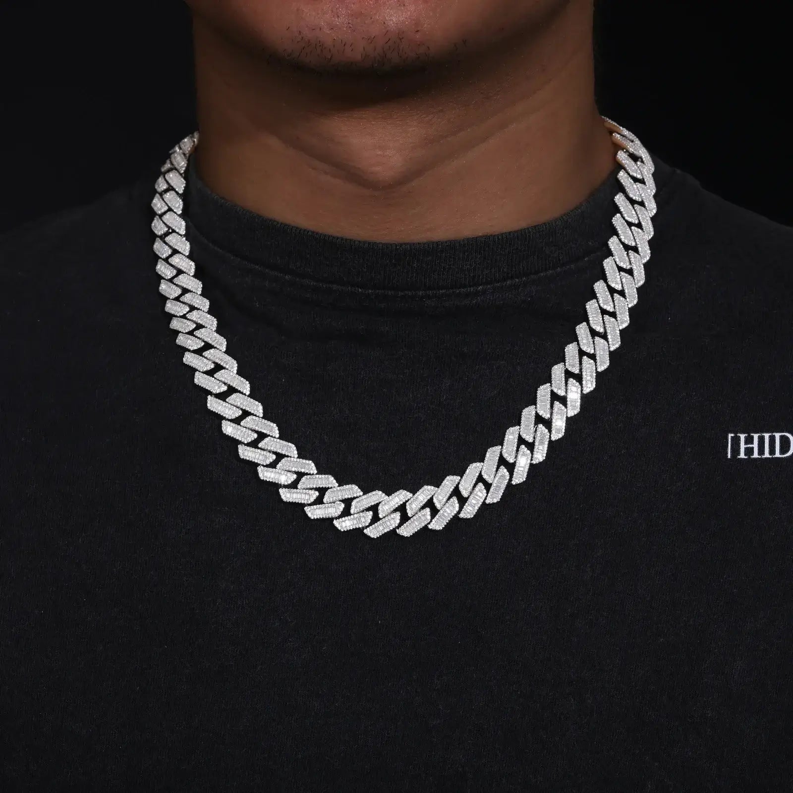 Iced Out Silver Cuban link Chain (10mm-22mm) - VVS1 Moissanite x 925 Sterling Silver, chain,Diamonds, Moissanite Jewelry