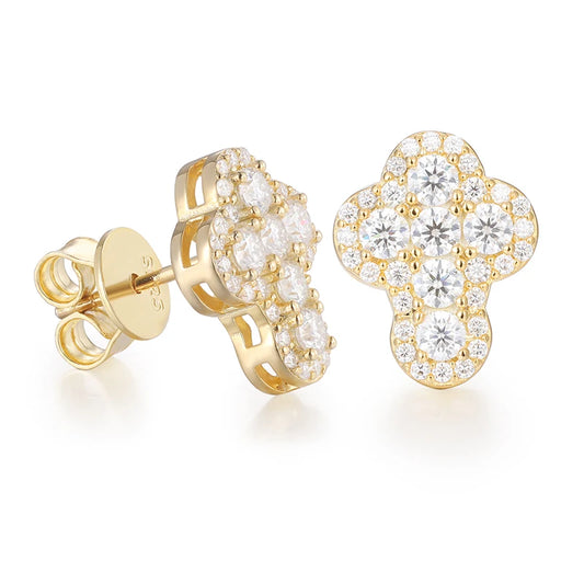 Iced Out Cross Studs made with 925 Sterling Silver and VVS1 Moissanite (24K Gold Plating),Material: 925 Sterling Silver Stone: VVS1 Moissanite (Passes) or Cubic Zirconia (Does Not Pass) Plating: 24K Gold Plating or Silver Experience the ultimate in elegan