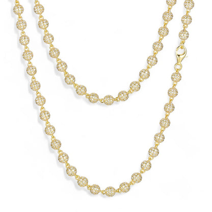 Iced out Beads Chain 5mm-10mm - VVS1 Moissanite x 925 Sterling SIlver (18K Gold Plating), chain,Diamonds,Moissanite, Moissanite Jewelry