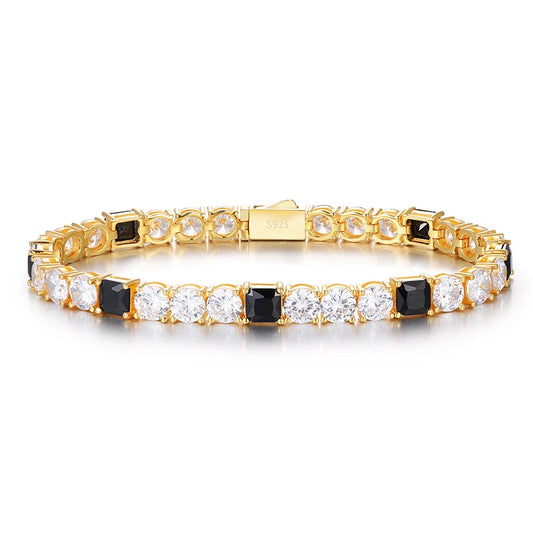 Iced Out Tennis Bracelet 6mm - Black VVS1 Moissanite x 925 Sterling Silver (24K Gold Plating), bracelet,Diamonds,Moissanite, Moissanite Jewelry